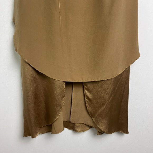 NEW Inclan Studio XS Camel Sleeveless Layered Silk Lagenlook Minimalist Dress - Picture 7 of 11
